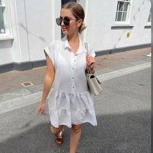 Zara jewel button textured mini dress